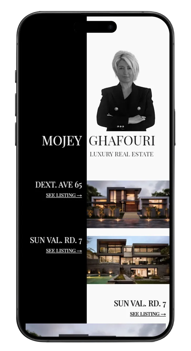 Luxury real estate site built for Mojey Ghafouri