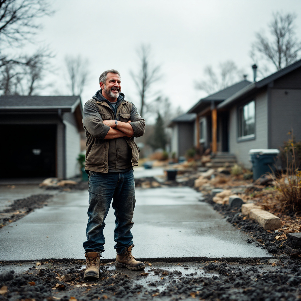 Luis Ferrante by a concrete driveway